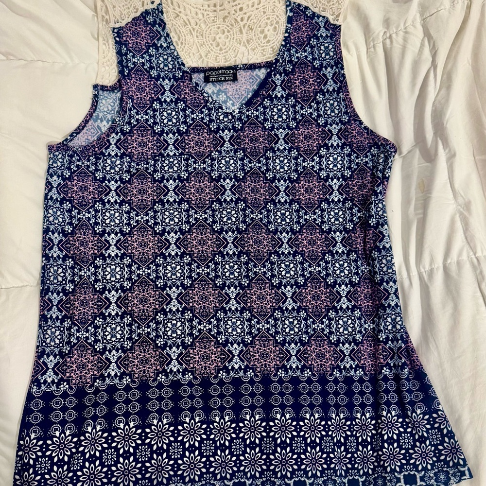 Papermoon - Stitch Fix - Navy and Pink Geometric Tank Top